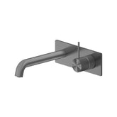 Mecca Handle Up Wall Basin Mixer Combination w/ Plate - Gun Metal Grey